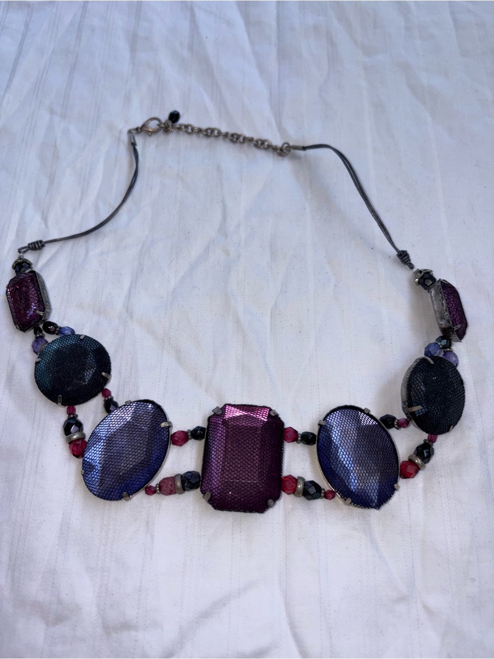 Statement Purple Resin and Bead Necklace - Women Jewelry